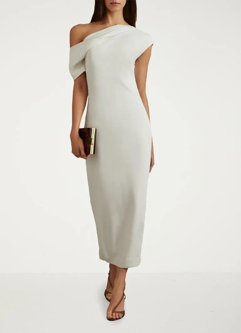 Laurey off shoulder midi jurk van linnen