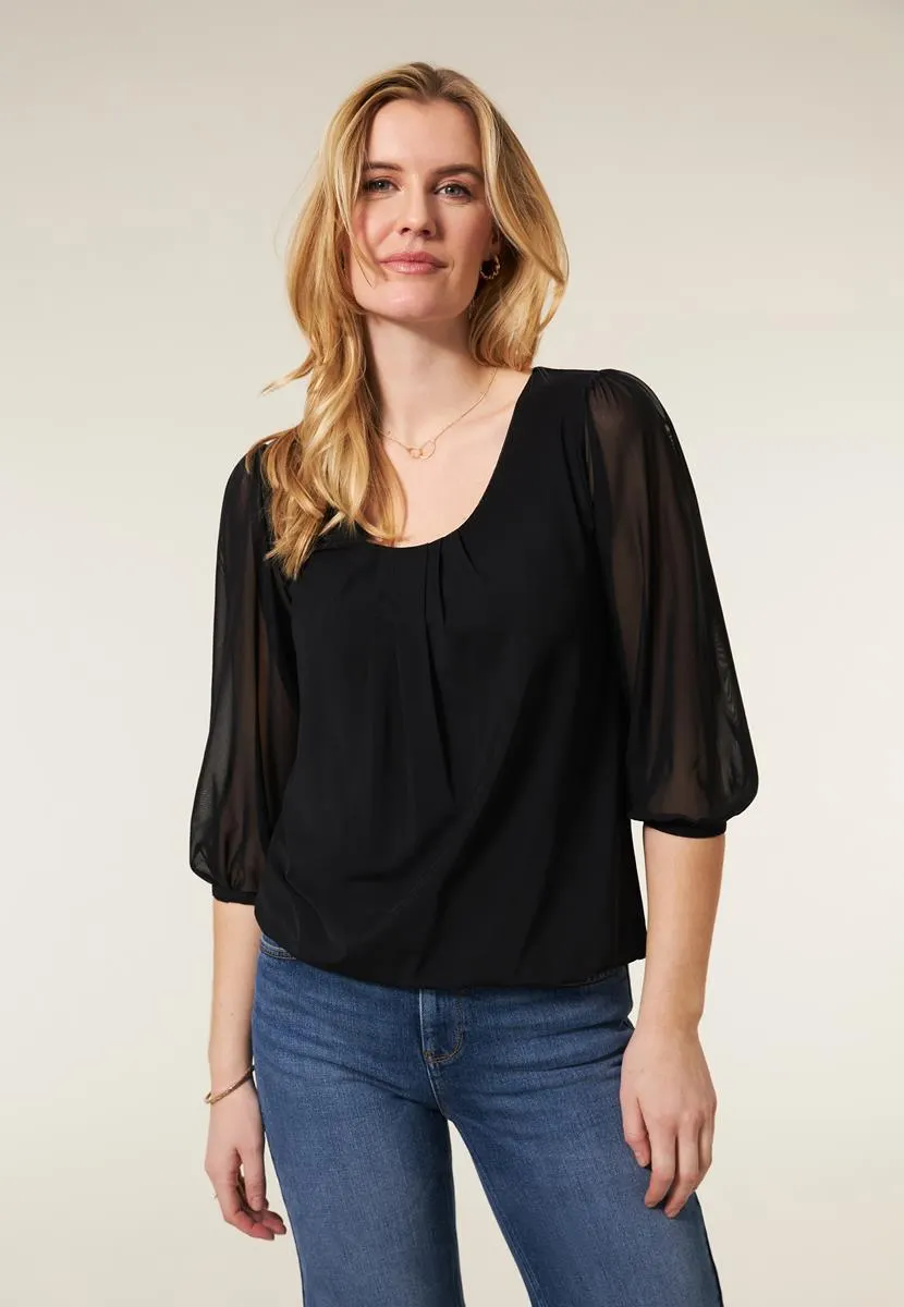 Top 3/4 mouw zwart