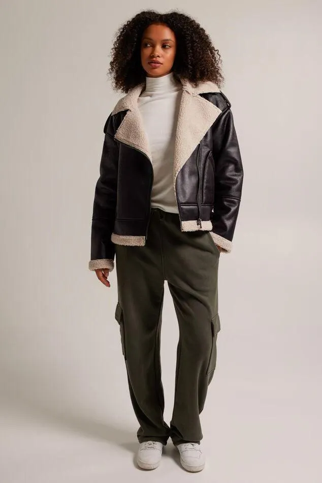 Lammy coat van PU leer