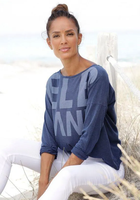 Elbsand Shirt met lange mouwen Niola met grote frontprint