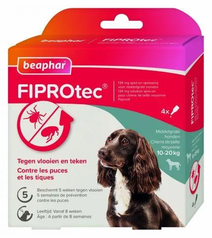 Beaphar Fiprotec 10-20kg 3+1 - Vlooien- en tekenmiddel - 12,2 x 4,2 x 12,6 - 4 stuks