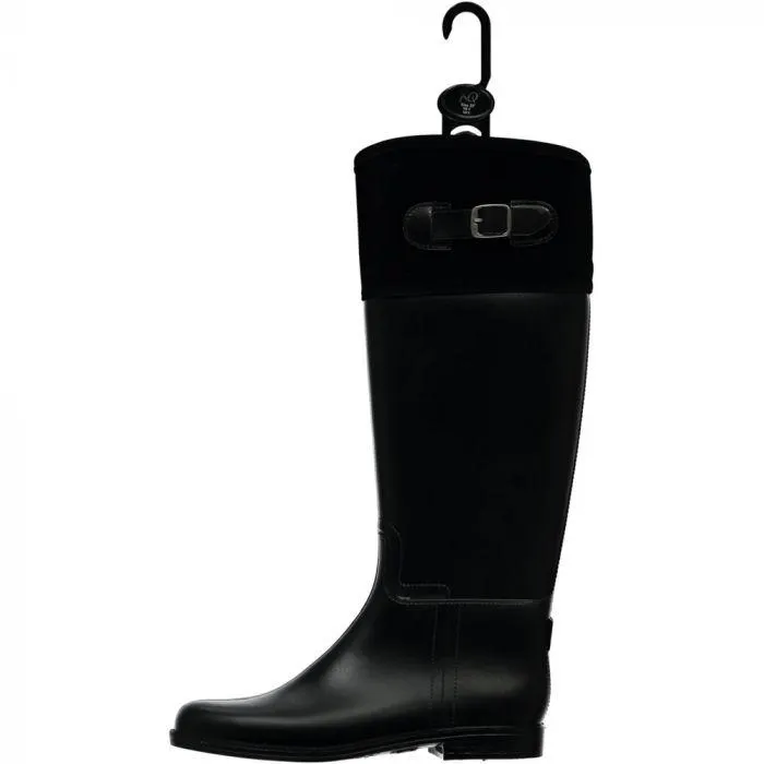 Hoog regenlaarzen met gesp dames black