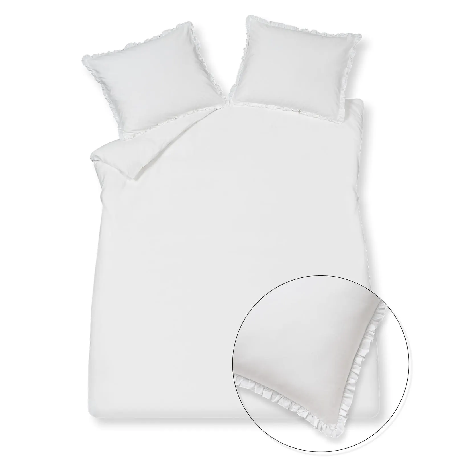 PURE 83 percale ruffle | white