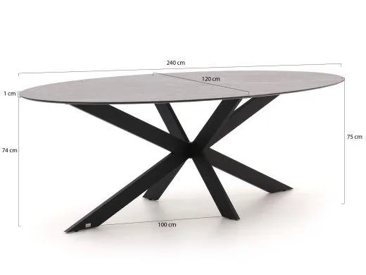 Manifesto Novara/Furato ellips 240cm dining tuinset 7-delig