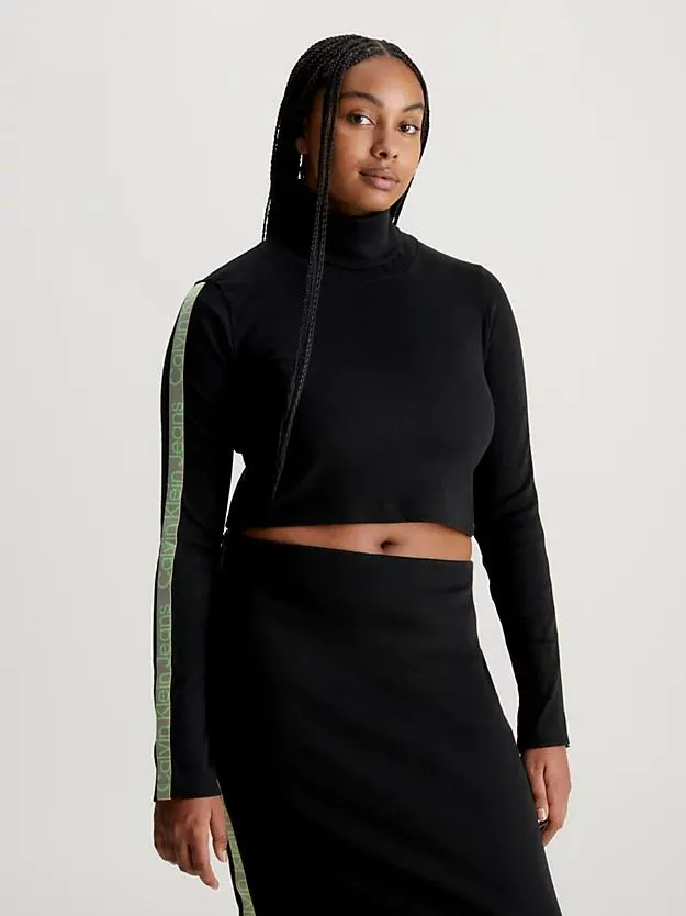 Cropped tanktop met logo tape