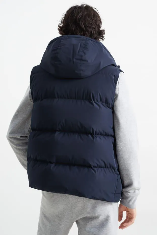 Down gilet with hood