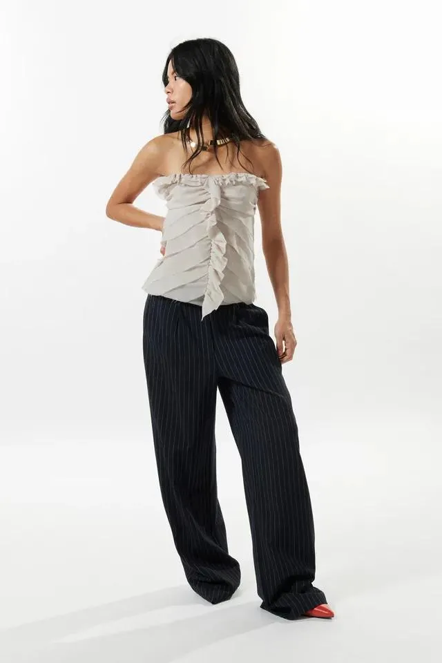 Silence + Noise Misha Chiffon Ruffle Tube Top