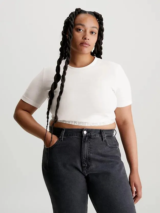 Smal cropped T-shirt met logo tape