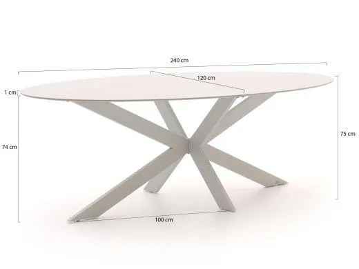 Manifesto Novara/Furato ellips 240cm dining tuinset 7-delig