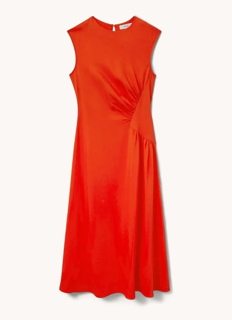 Stacey midi jurk met plooi detail