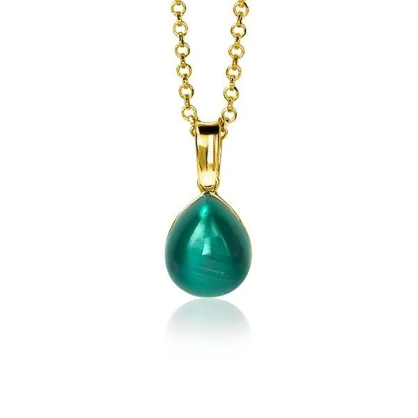 ZINZI zilveren hanger geelverguld groen peervorm 20mm ZIH1934GG