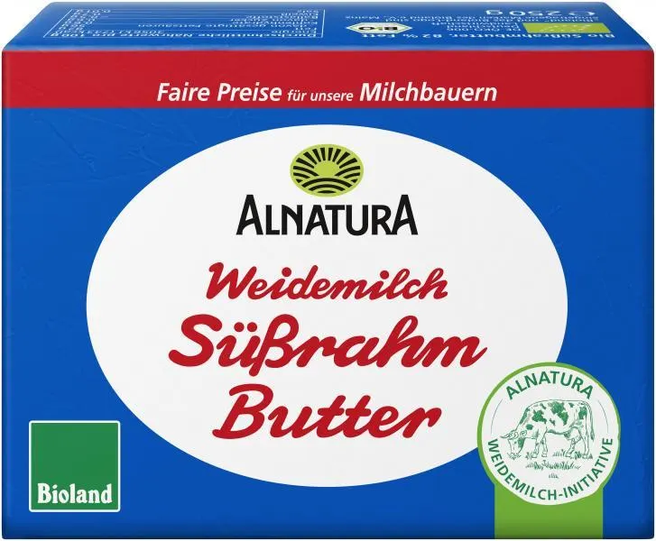 Alnatura Weidemilch Süßrahmbutter 250 g