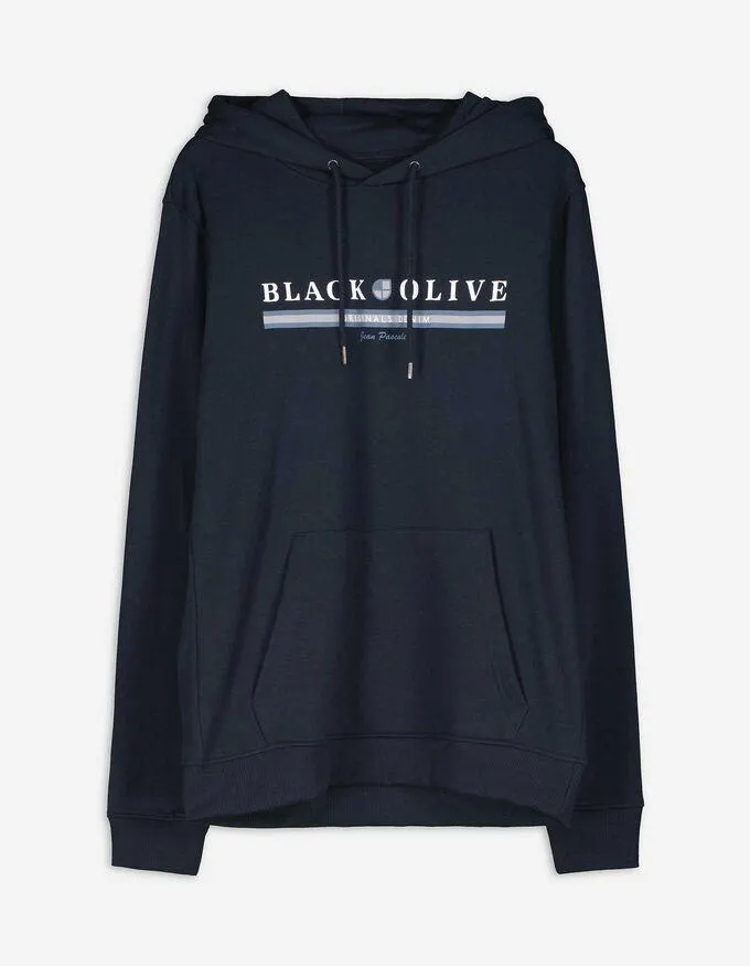 Mikina s kapucí - Natištěný text - tmave modra