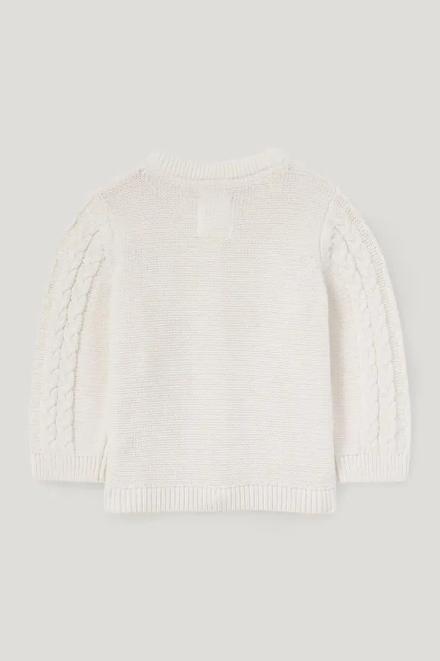 Gebreid babyvest voor de kerst - kabelpatroon