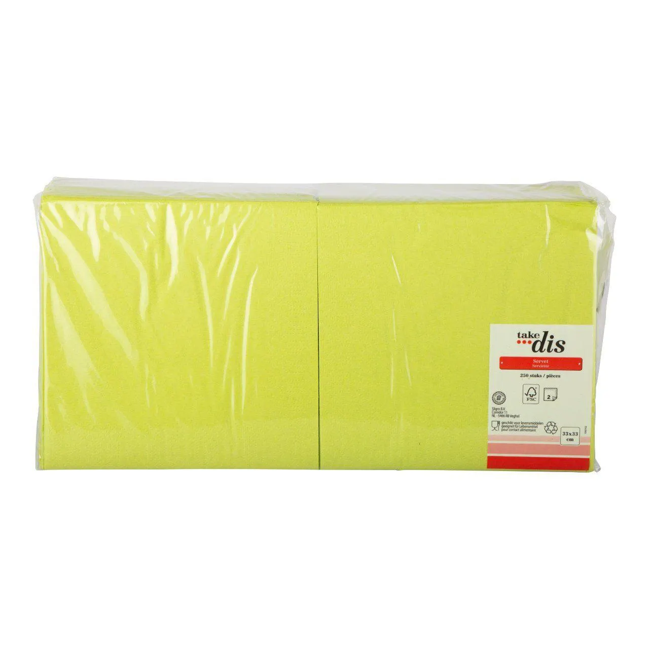 Servetten 2-laags kiwi, 33 x 33 cm