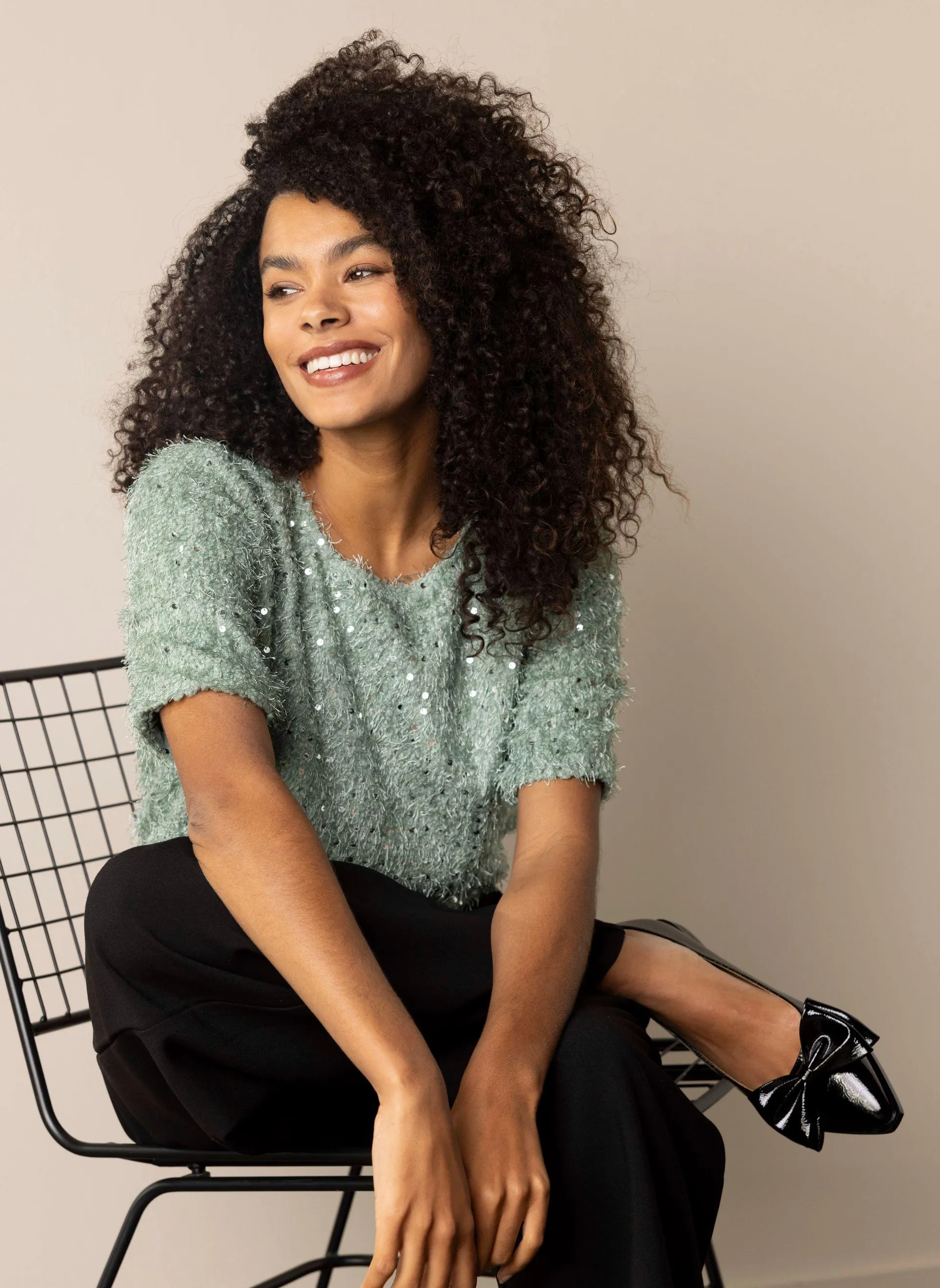 Mintgroene pailletten top