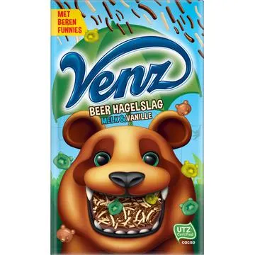 Venz Rimboe Beer Hagelslag Melk & Vanillesmaak 380g
