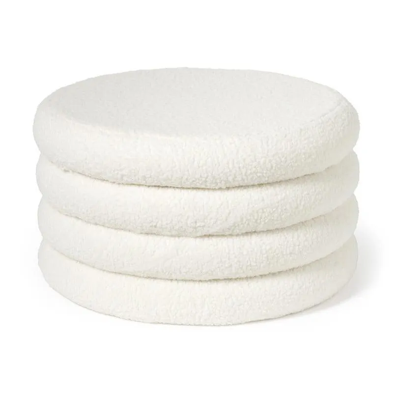 Teddy poef gelaagd xl - wit - ø55x32 cm