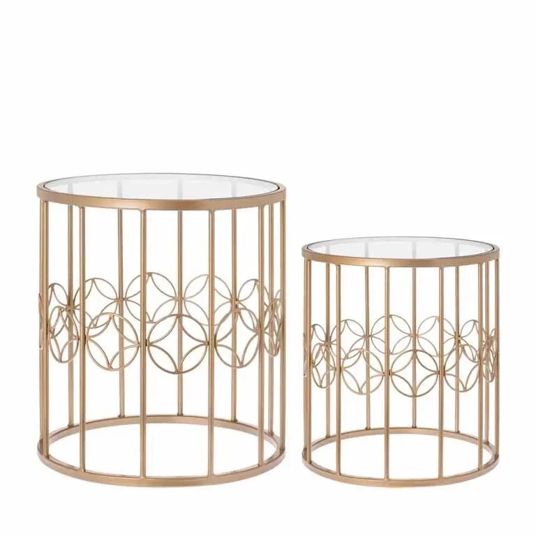 Bijzettafel Amaro 50cm goud - set van 2