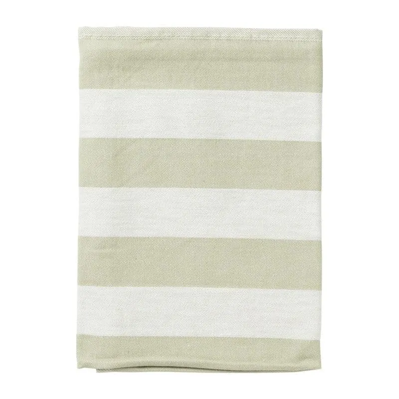 Theedoek strepen - groen/wit - 50x70 cm