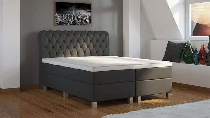 Boxspring Oxford Skai Leer Compleet Vlak