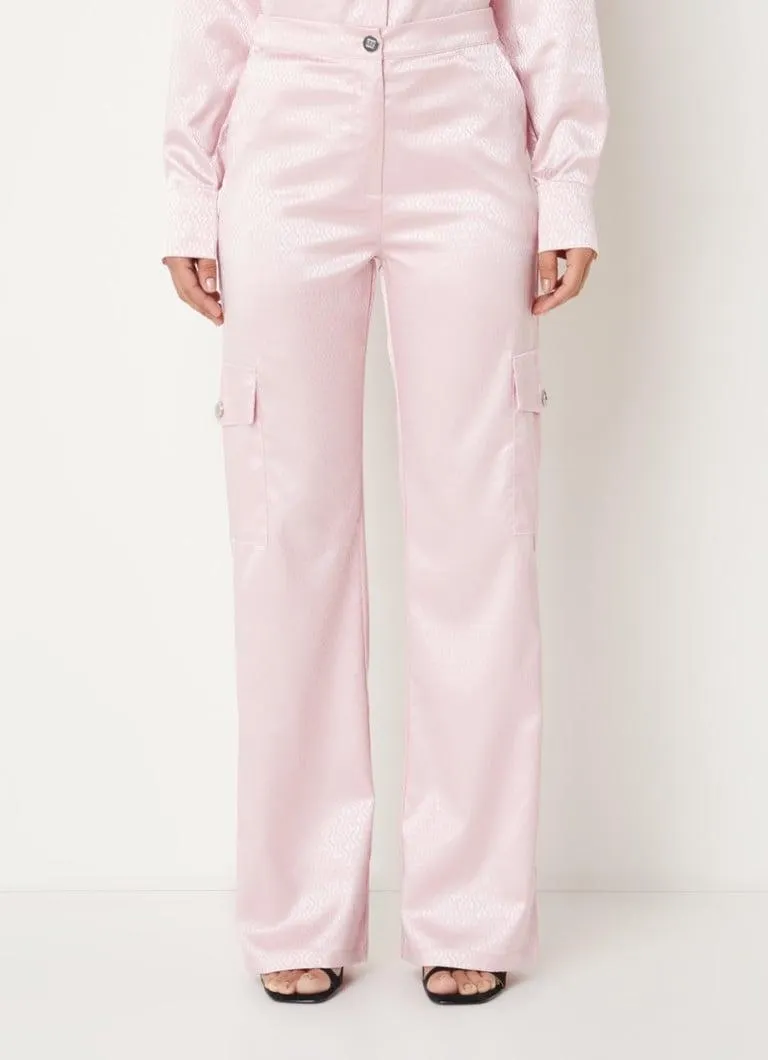 Bangkok high waist straight fit broek met logoprint