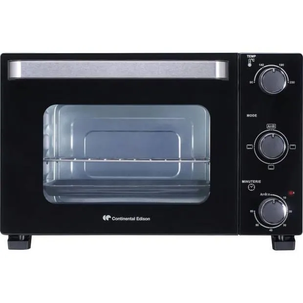 CONTINENTAL EDISON CEMF22B - Elektrische mini-oven 22L zwart - 1300W - Draaispit, Natuurlijke convectie