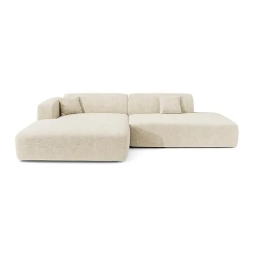 Sia Home - Hoekbanken links MYRA - Fluweel met patroon - Crème - 300cm