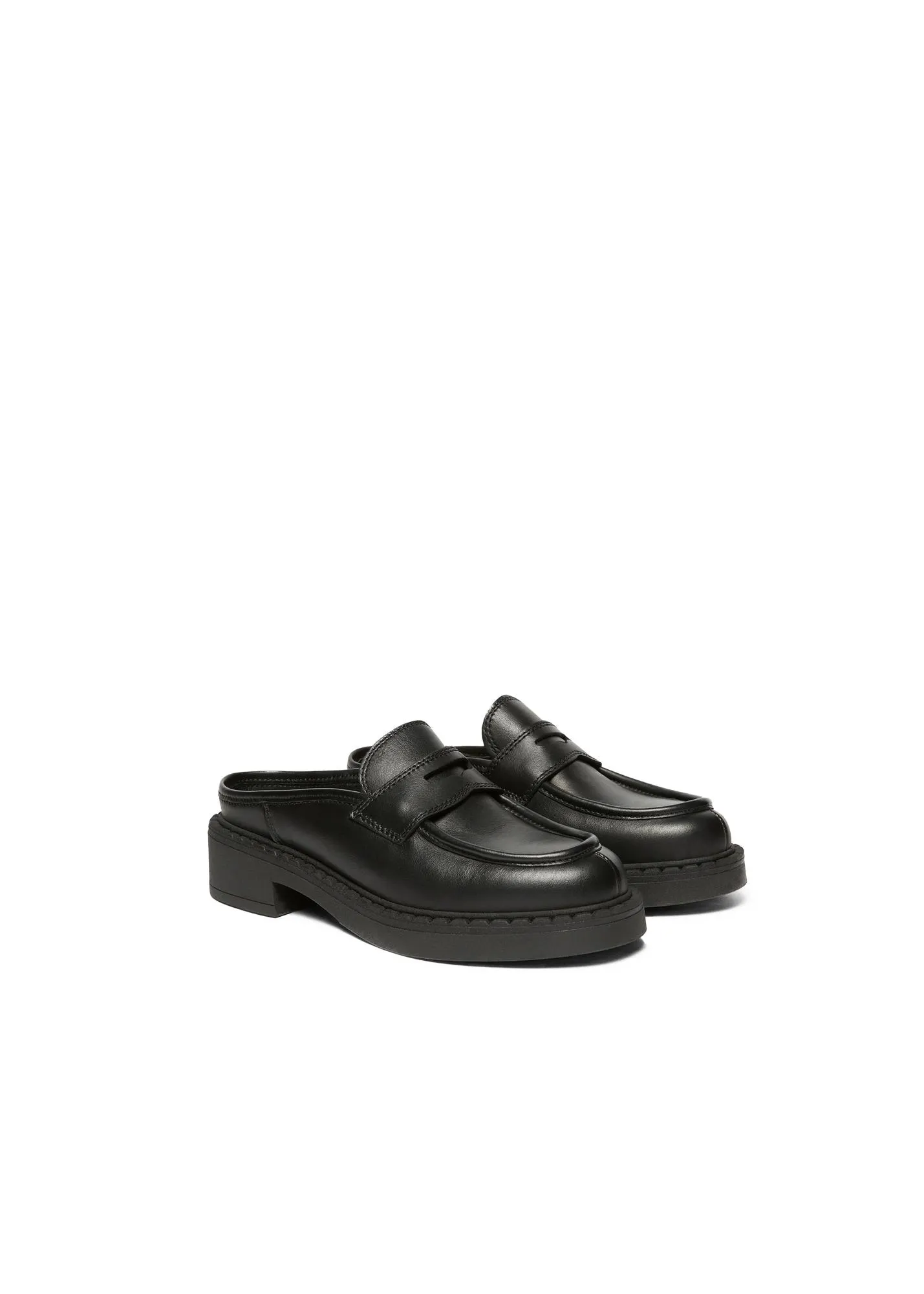 Leren saddle slide loafer