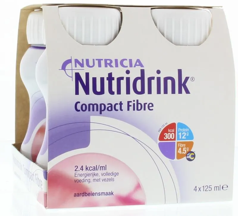Nutridrink Compact fibre aardbei 125 gram 4 stuks
