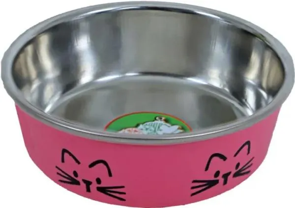BOON Eetbak kat rvs kattekop 11cm roze