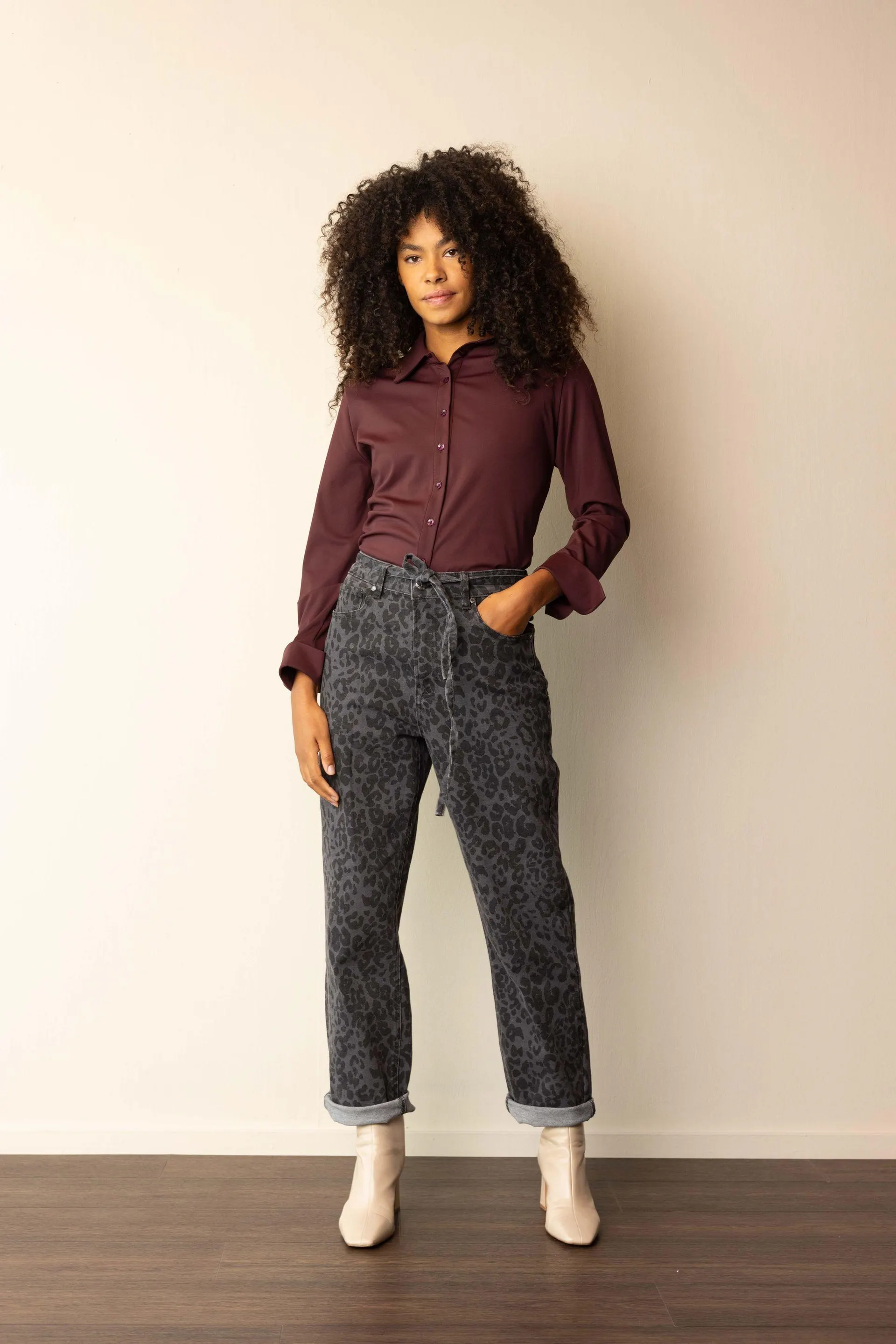 Bordeaux blouse van travelstof