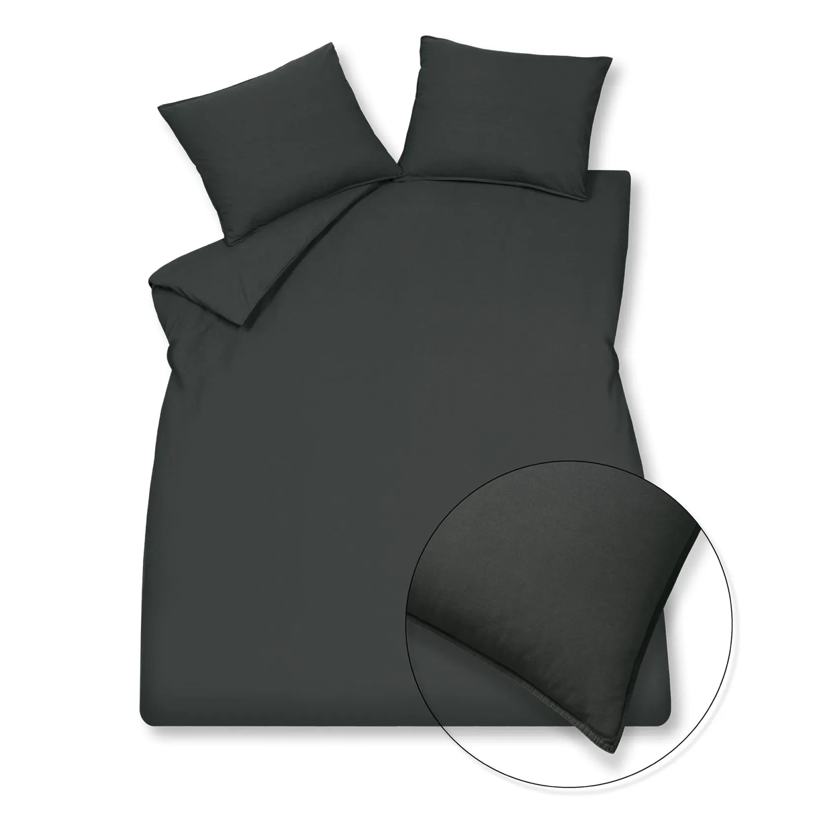 WASHED COTTON dekbedovertrek | off black