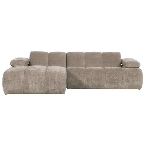 WOOOD chaise longue links Mojo - Geweven Ribstof - Donker Zand