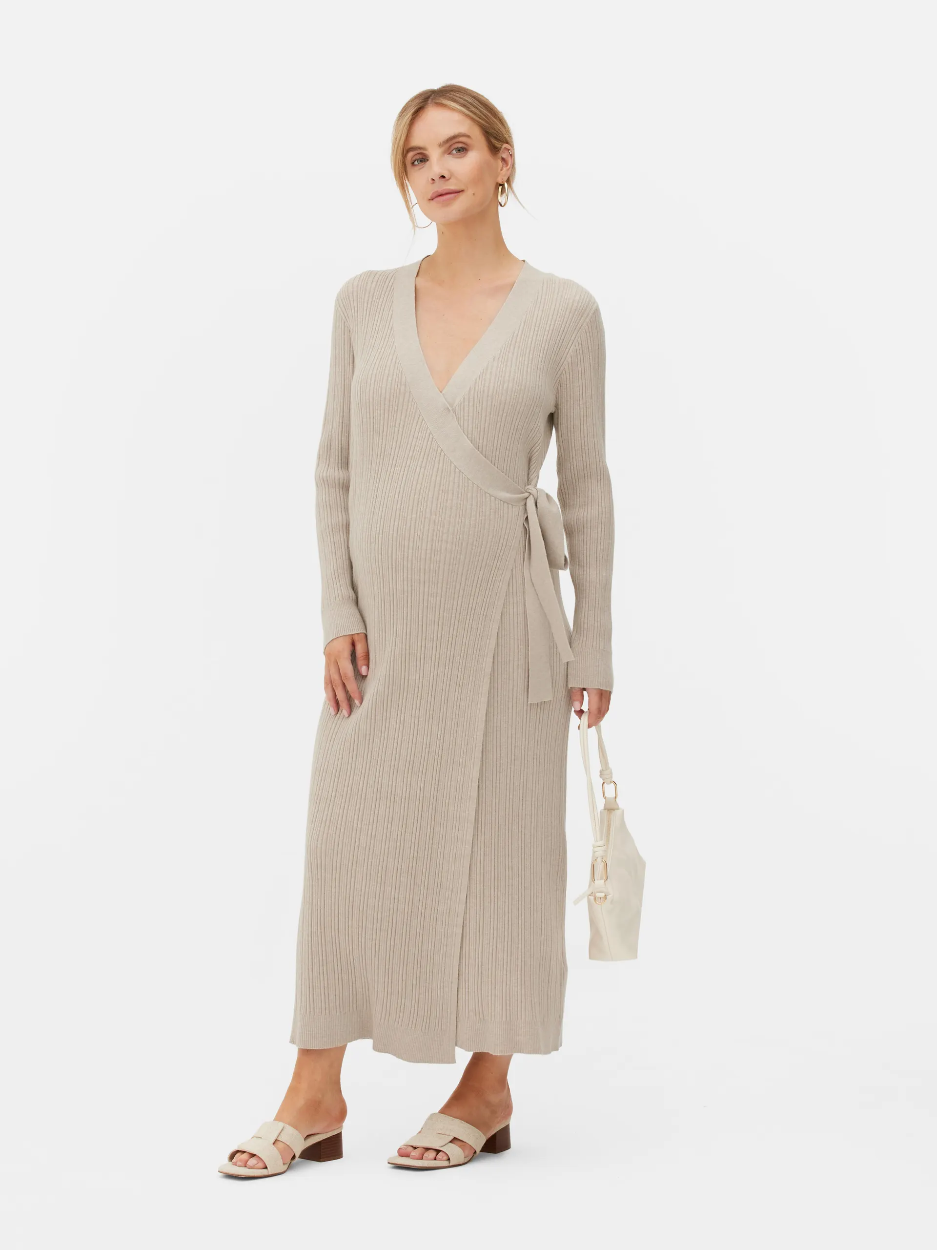 Vestido cruzado de premamá de largo midi