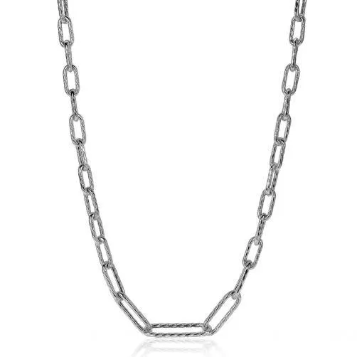 ZINZI zilveren collier met paperclip schakels bewerkt 50cm ZIC-BF52