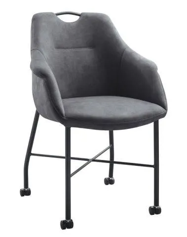 Armstoel Lucide met wieltjes antraciet