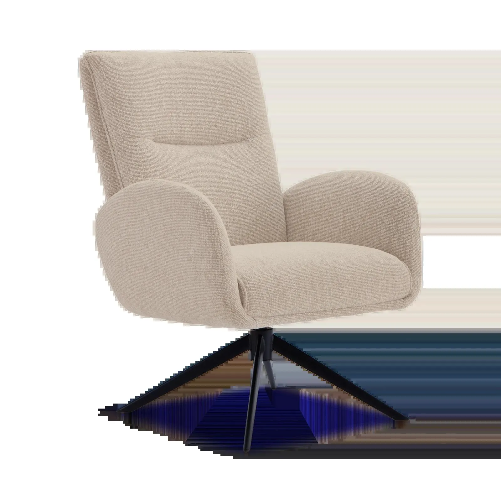 Draaifauteuil Whisper (laag/poot: zwart) - Lodge Linen