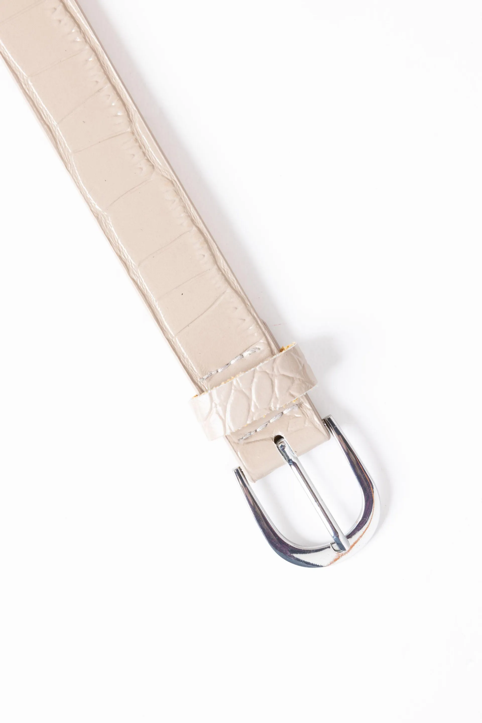 Leren lichtbruine riem met zilverkleurige gesp