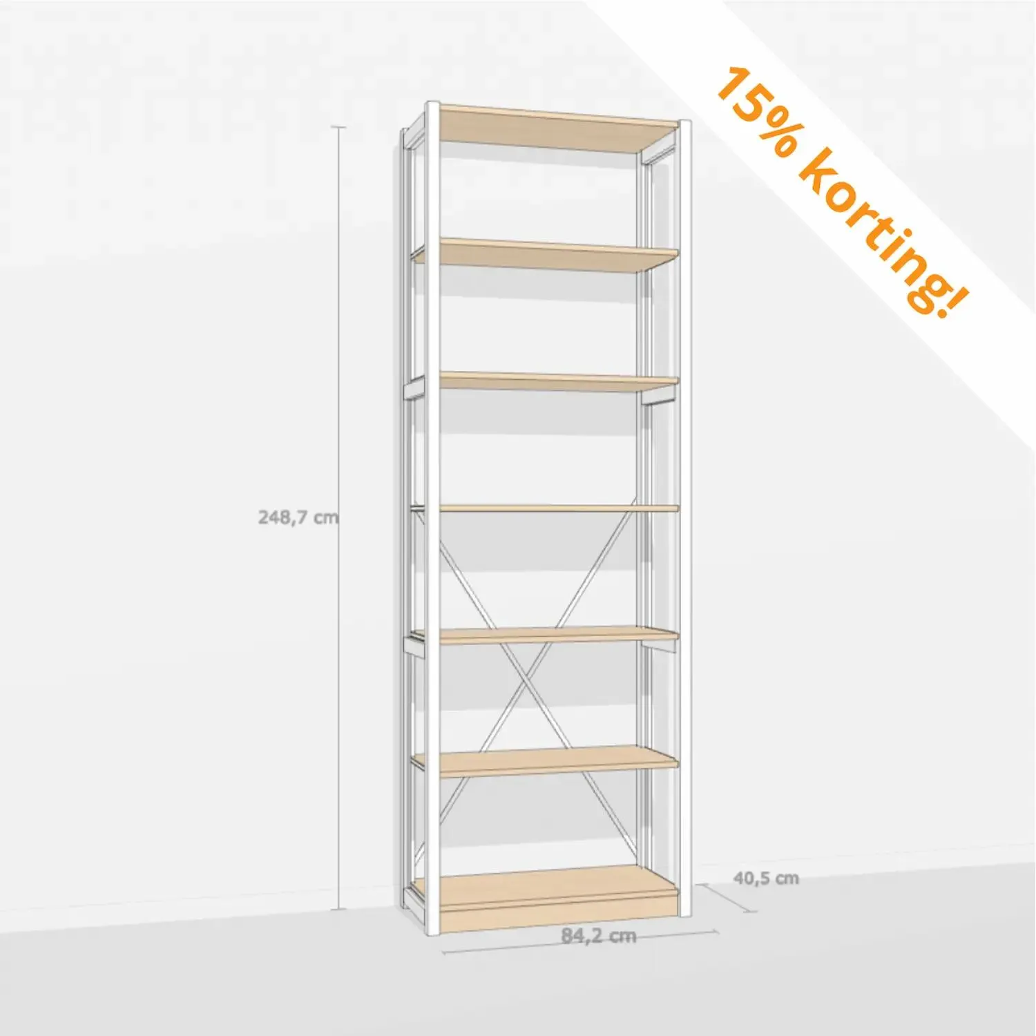Scandinavische boekenkast in Wit en Blank Gelakt – nu 15% korting!