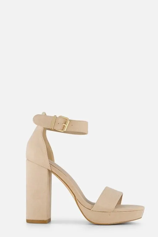 Sandalen met hak beige Textiel