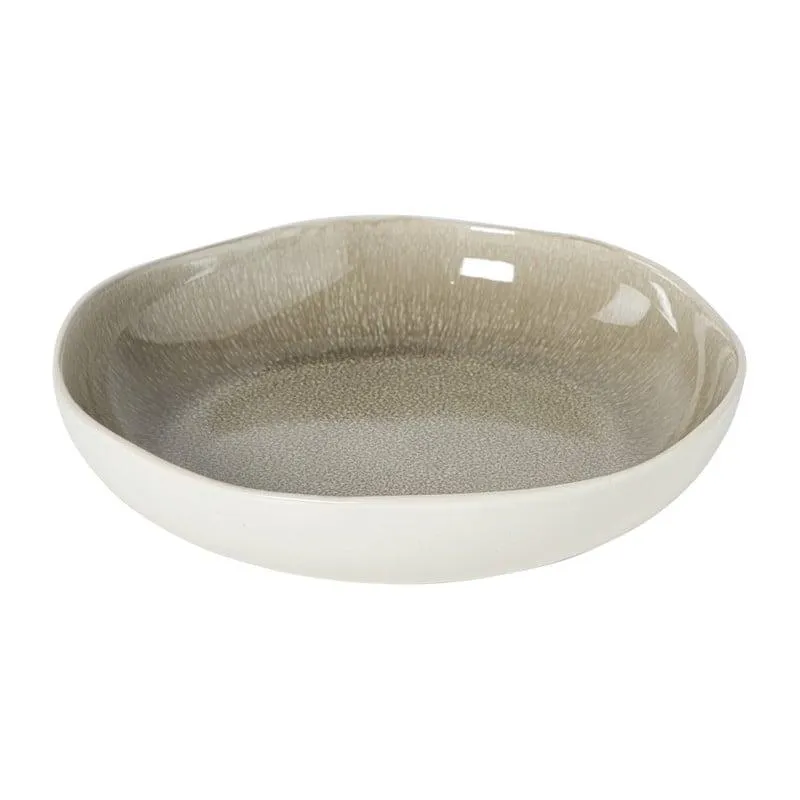 Diep bord kaori - wit/bruin - ø22x4 cm