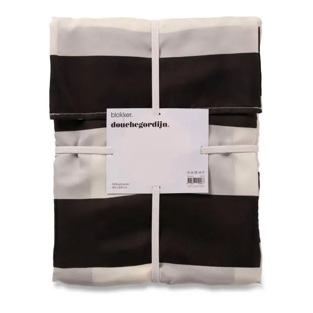 Blokker douchegordijn streep - zwart/wit