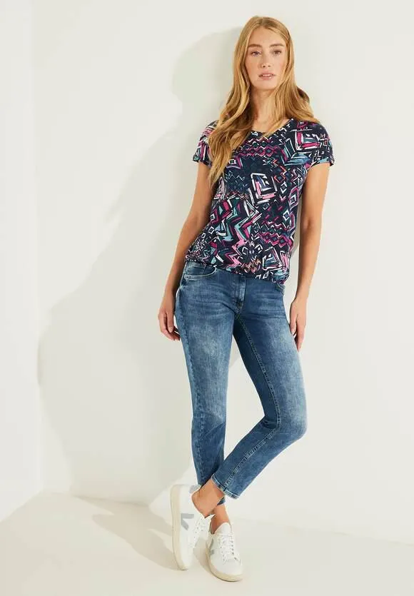 Shirt met gesmokte schouders