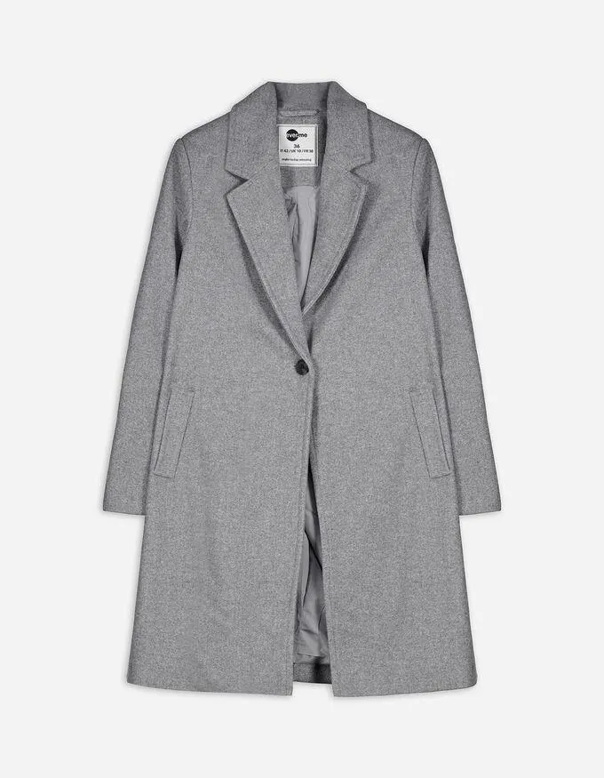 Mantel - Wol look - grijs