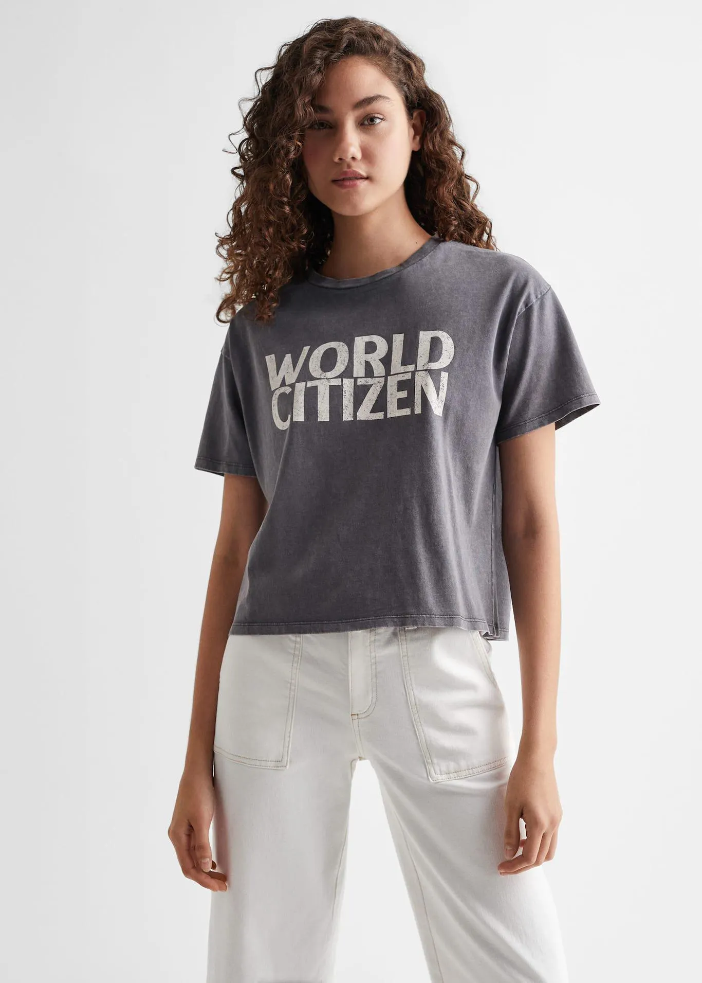 Katoenen T-shirt met boodschap