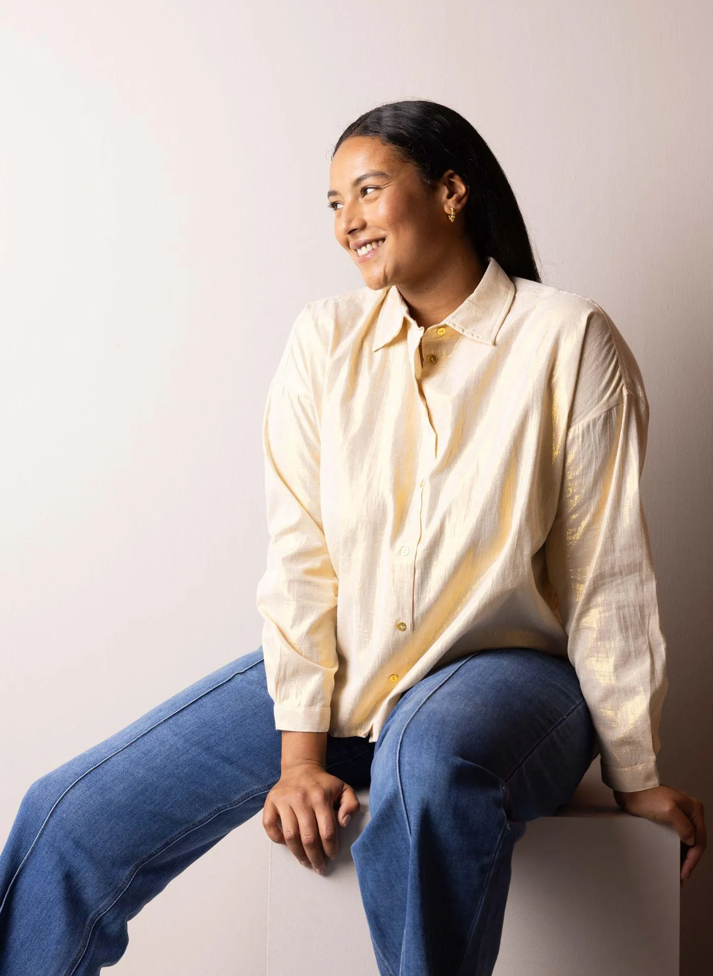 Goudkleurige blouse met glans