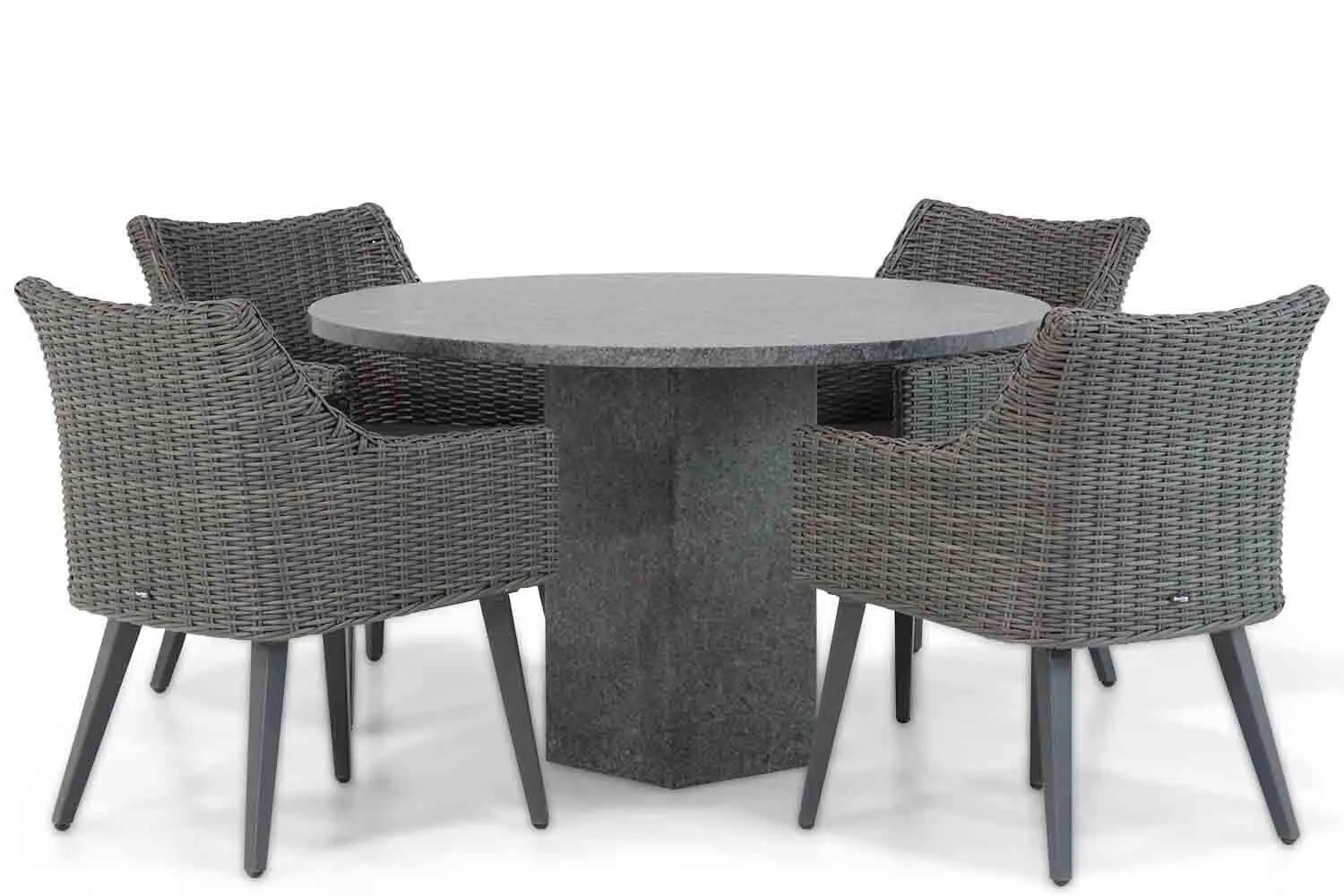 Garden Collections Milton/Graniet 120 cm rond dining tuinset 3-delig