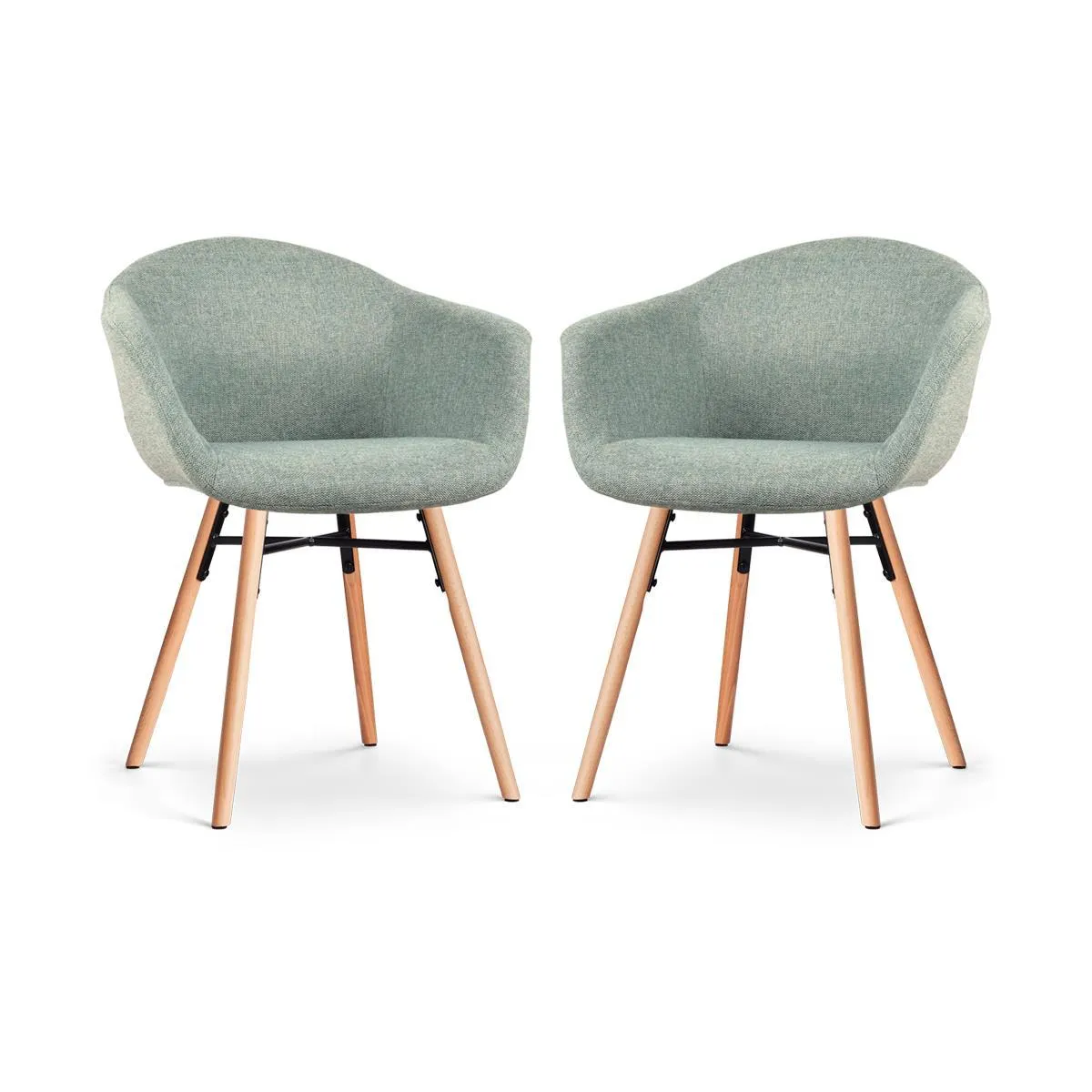 Nolon Nena-Otis Eetkamerstoelen Set van 2 - Zacht Groen - Houten Poten