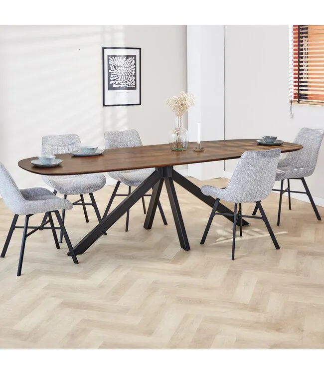 Eettafel deens ovaal Paris walnoot finish 240x100 cm